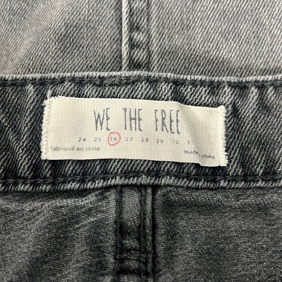 We The Free Rainn Distressed Black denim mini skirt Sz 26 - Picture 5 of 7